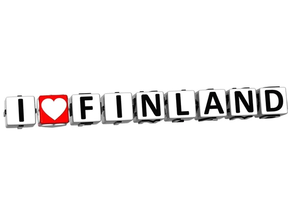 3d ich liebe Finnland-Taste klicken Sie hier Block-Text — Stockfoto