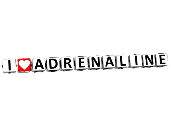 3D I Love Adrenaline Button Click Here Block — стоковое фото