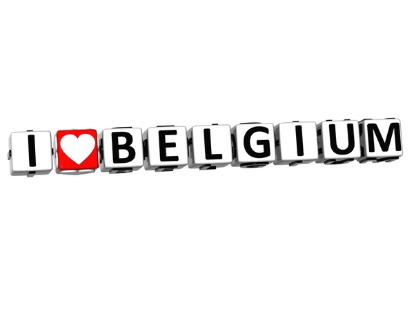 3D I Love Belgium Button Click Here Block Text — Stock Photo, Image