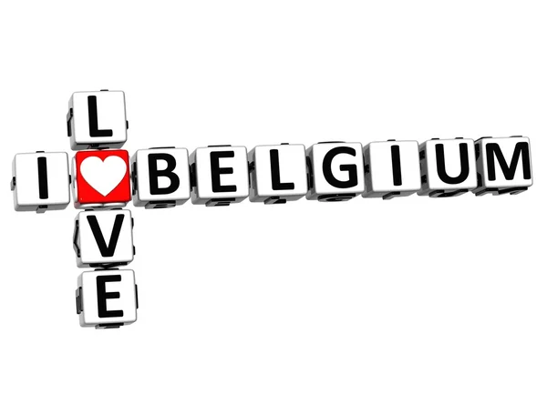 3D jag älskar Belgien korsord — Stockfoto