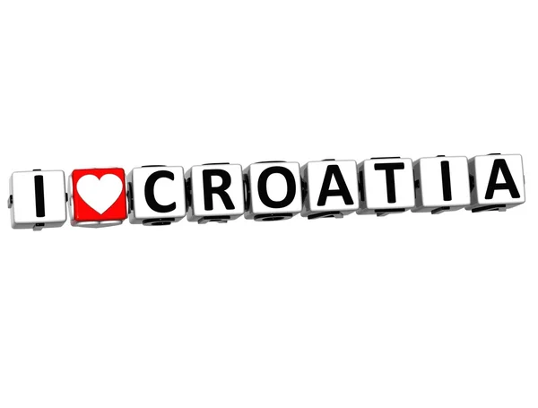 3D I Love Croatia Button Click Here Block Text — Stock Photo, Image