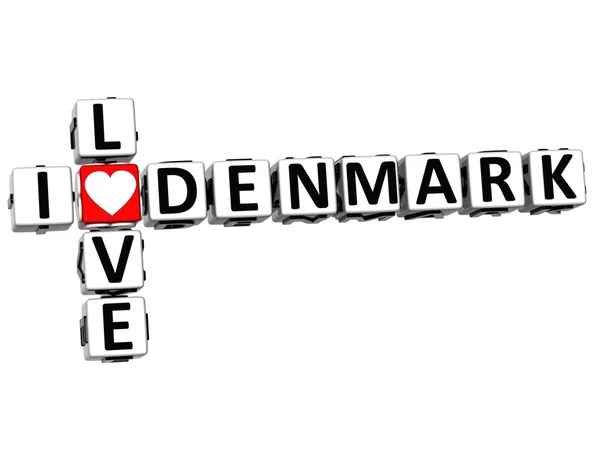 3D I Love Danimarca cruciverba — Foto Stock