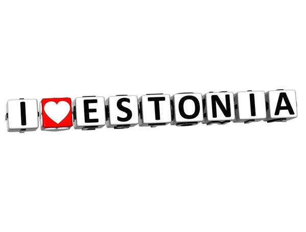 3D I Love Estonia Button Click Here Block Text — Stock Photo, Image