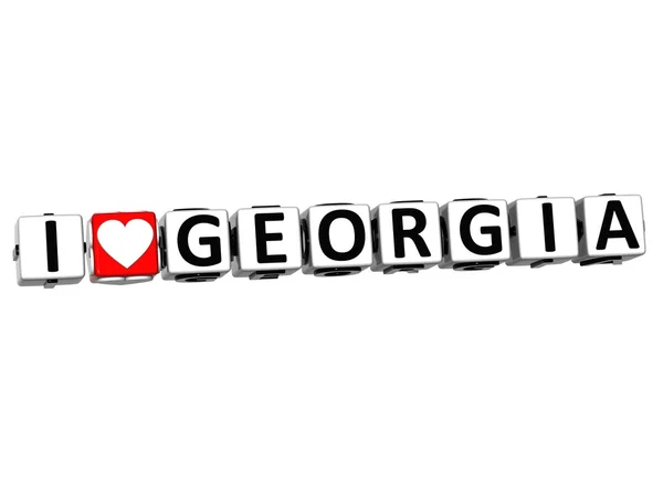 내가 사랑 하는 3d 여기 조지아 버튼 클릭 차단 텍스트 — 스톡 사진