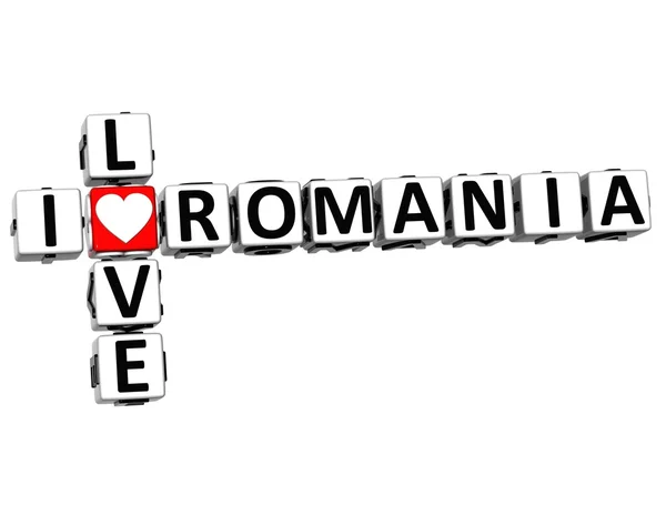 3D I Love Romania Crossword — Stock Photo, Image