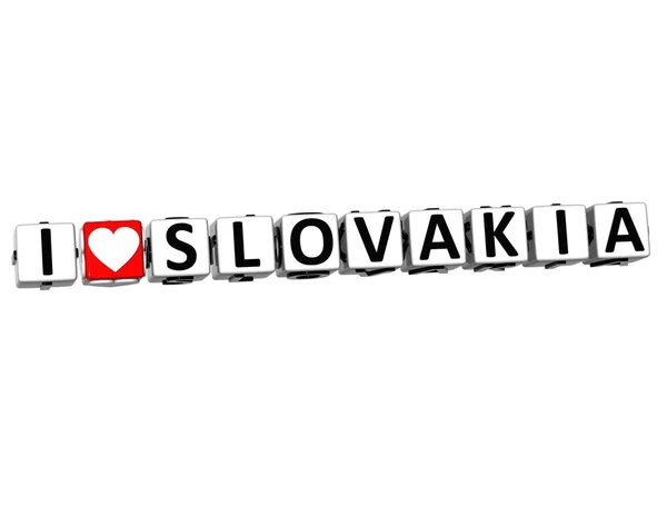 3D I Love Slovakia Button Clicca qui Blocca testo — Foto Stock