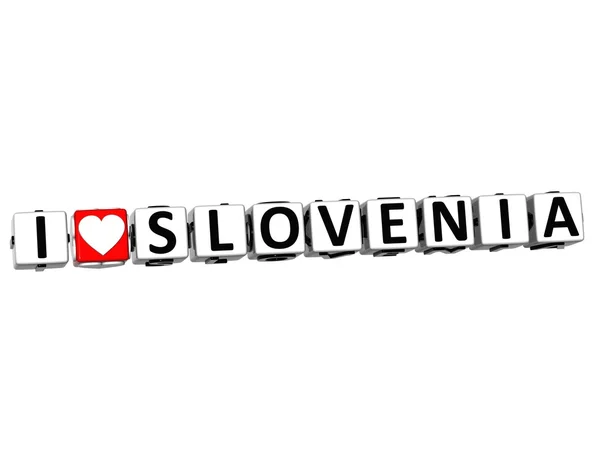 3D I Love Slovenia Button Click Here Block Text — Stock Photo, Image