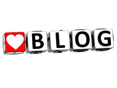 3D love blog düğmesini tıklatın burada blok metin