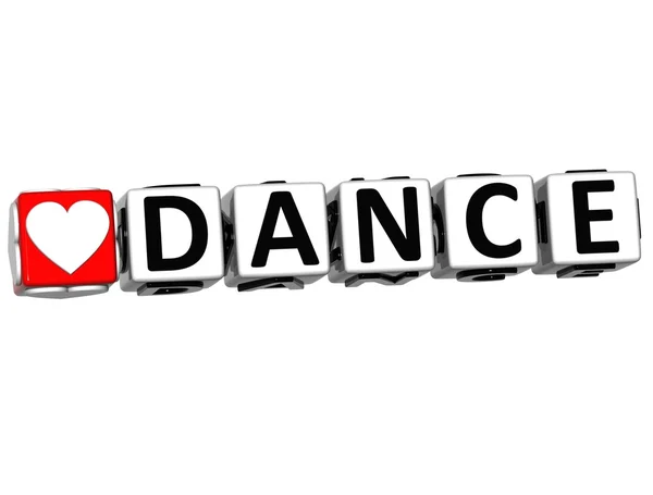 3D Love Dance Button Click Here Block Text — Stock Photo, Image