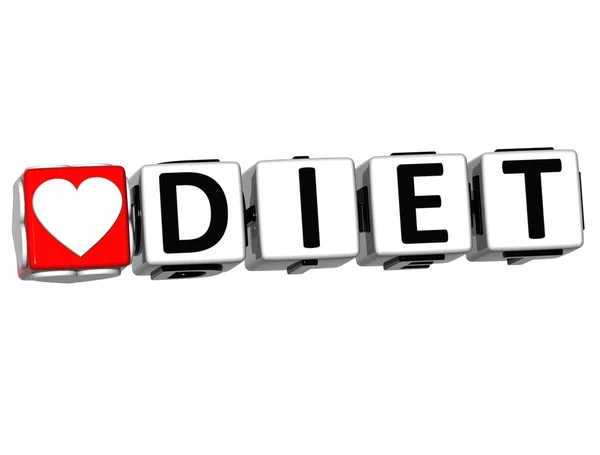 3D Love Diet Button Click Here Block Text — Stock Photo, Image