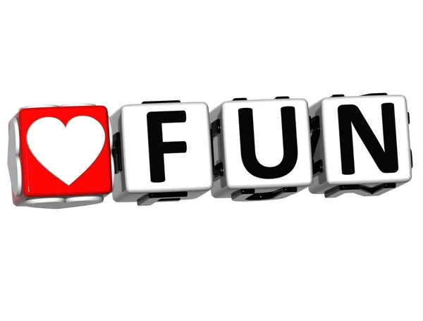 3D Love Fun Button Click Here Block Text — Stock Photo, Image