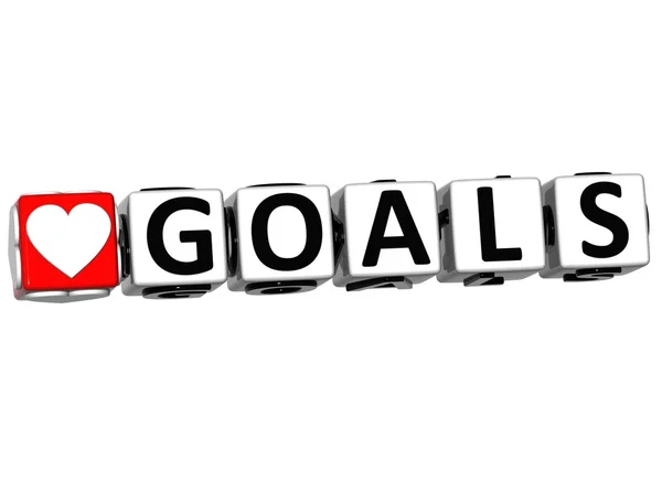 3D Love Goals Button Click Here Block Text — Stock Photo, Image