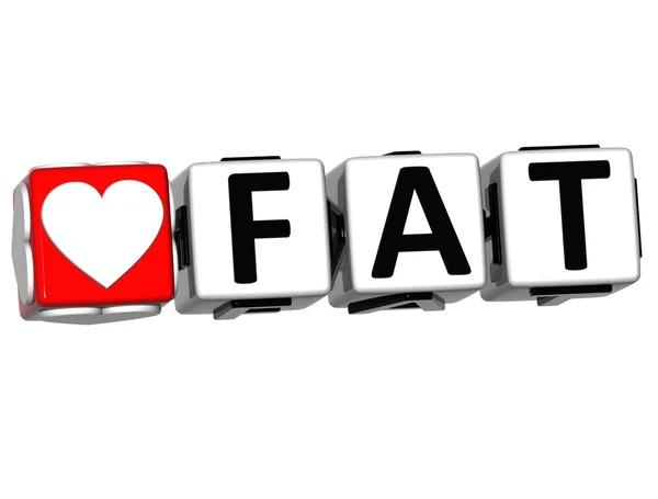 3D Love Fat Button Click Here Block Text — Stock Photo, Image