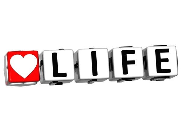 3D Love Life Button Click Here Block Text — Stock Photo, Image