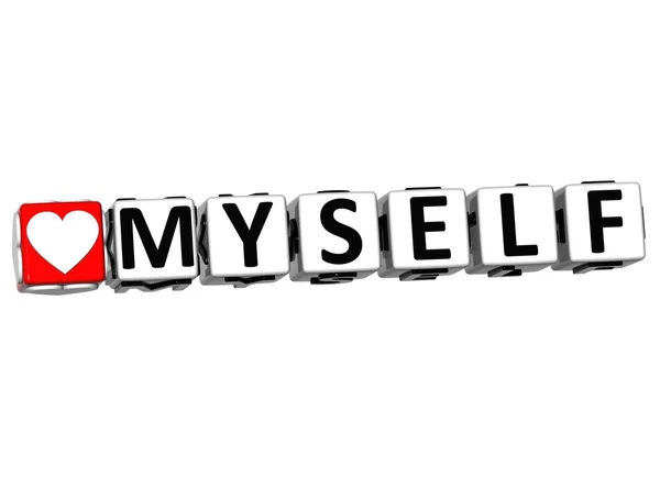 3D Love Myself Button Click Here Block Text — Stock Photo, Image