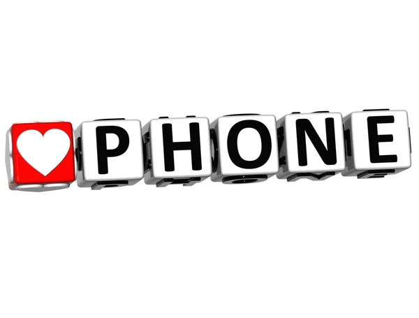 3D Love Phone Button Click Here Block Text — Stock Photo, Image