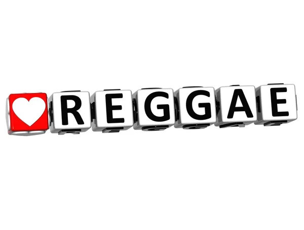 3D Love Reggae Button Click Here Block Text — Stock Photo, Image