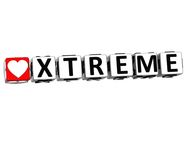 3D Love Xtreme Button Click Here Block Text — Stock Photo, Image