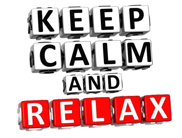 3D Keep Calm And Relax Button Click Here Block Text — Stock Photo, Image