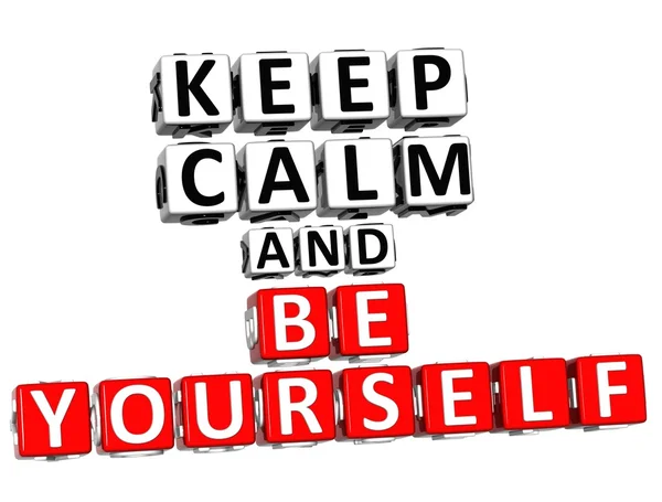 3D Keep Calm And Be Yourself Button Click Here Block Text — Stock Photo, Image