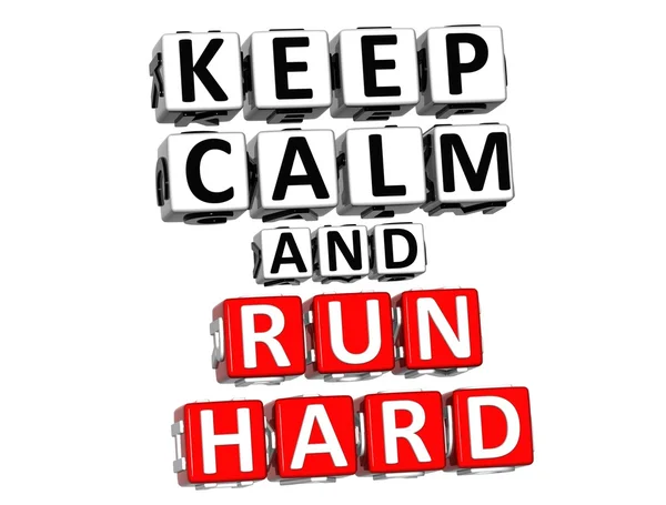 3D Keep Calm And Run Hard Button Click Here Block Text — Stock Photo, Image