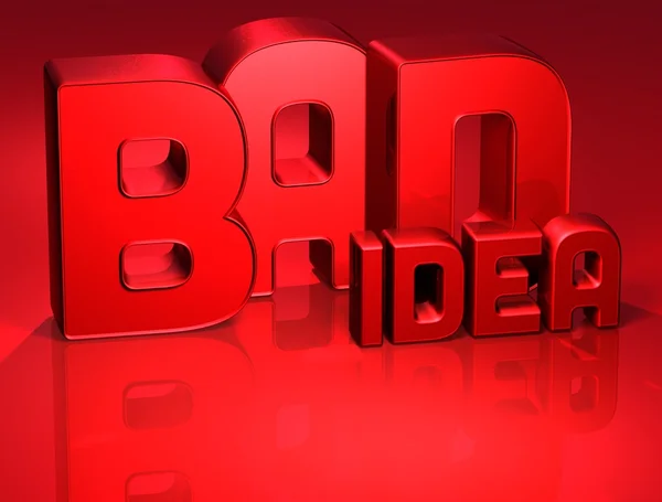 3D Word Bad Idea on red background — Stock Photo, Image