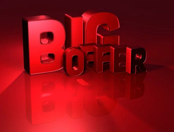 3D Word Big Offer on red background — Zdjęcie stockowe