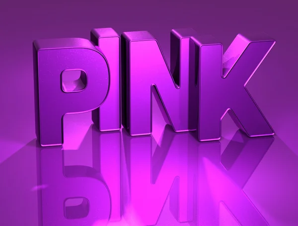 3D слово рожевий з дзеркалом на фоні — стокове фото