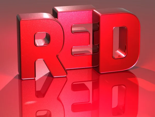 3D Word Red with mirror on background — Stock Photo, Image