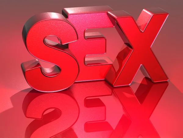 3D ordet sex på röd bakgrund — Stockfoto