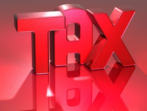3d Wort Steuer auf rotem Hintergrund — Stockfoto