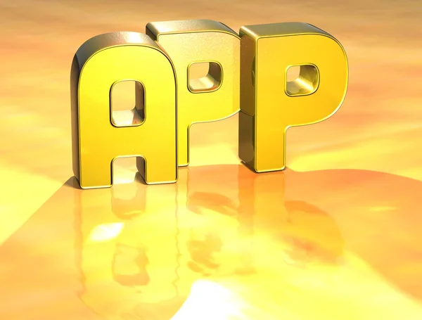 3D Word App on gold background — Stock Photo, Image