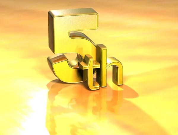 3D Word Fifth on gold background — Stock Photo, Image