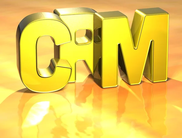 CRM palabra 3D sobre fondo dorado — Foto de Stock