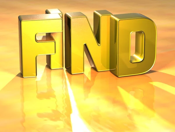 3D Word Trouver sur fond d'or — Photo