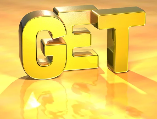 3D Word Get on gold background — Stock Photo, Image