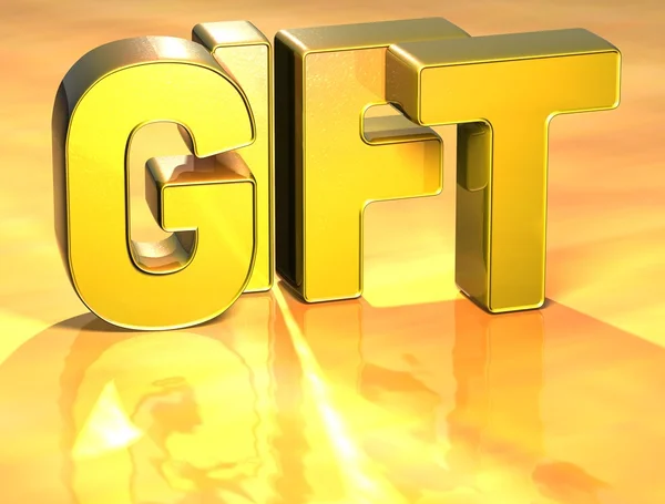 3D Word Gift on gold background — Stock Photo, Image