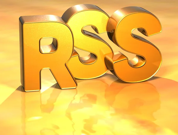 Palavra 3D RSS no fundo de ouro — Fotografia de Stock