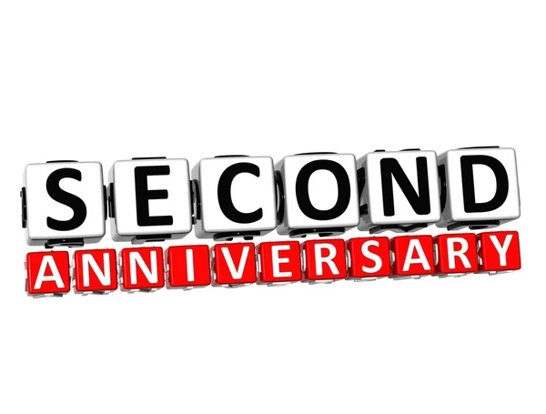 3D Second Anniversary Button Click Here Block Text — Stock Photo, Image