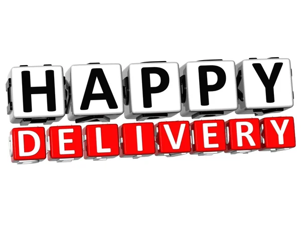 Кнопка 3D Happy Delivery Click Here — стоковое фото