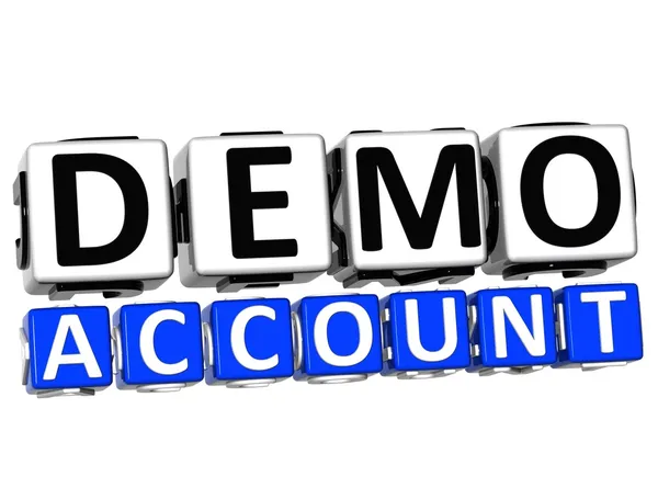 3D Demo Account Button Click Here Block Text — Stock Photo, Image