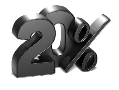 beyaz zemin üzerine yüzde 20 3D
