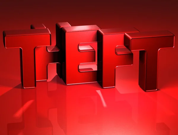 3D Word Theft on red background — Stock Photo, Image