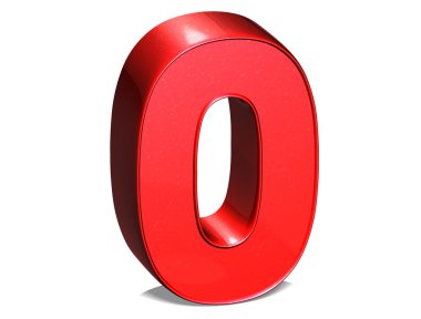 3D Number Zero on white background clipart