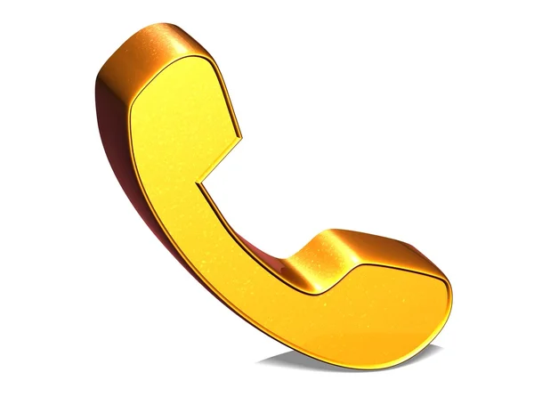 3D Telephone Handset Gold Sign — Stock Photo, Image