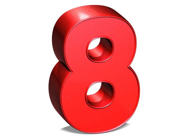 3D numer osiem na białym tle — Zdjęcie stockowe