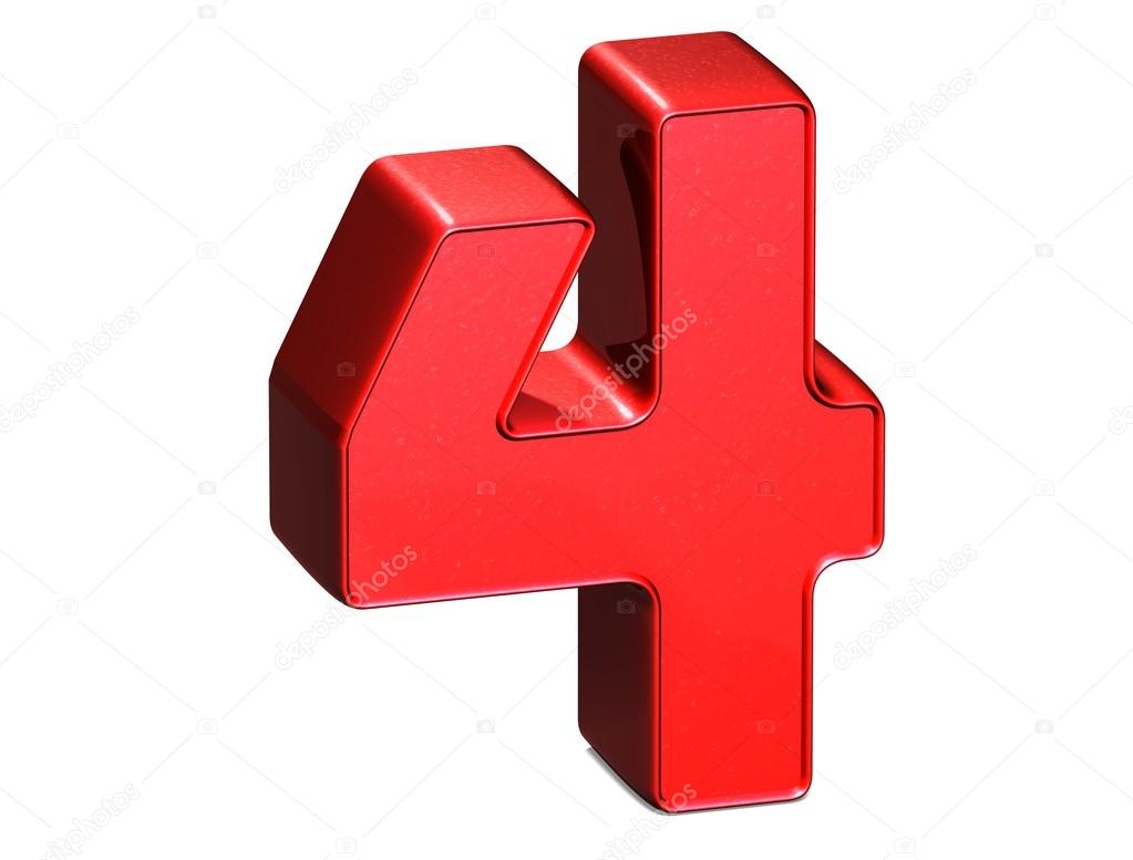 3D Number Four on white background