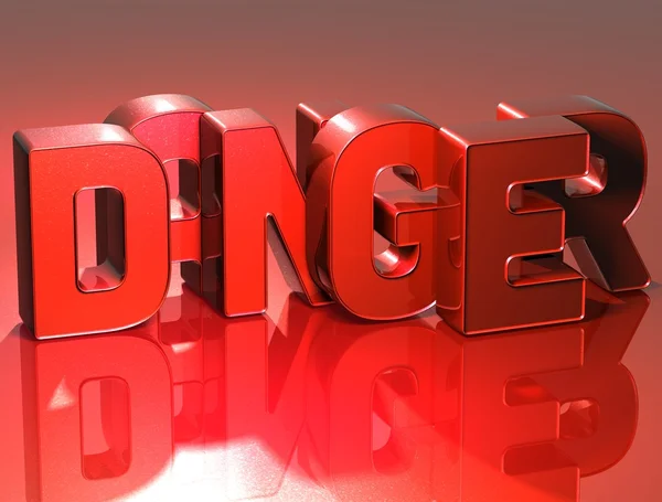 3D Word Danger sur fond rouge — Photo