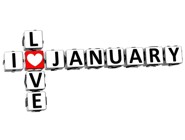 3D I Love January Crossword — Stock Photo, Image