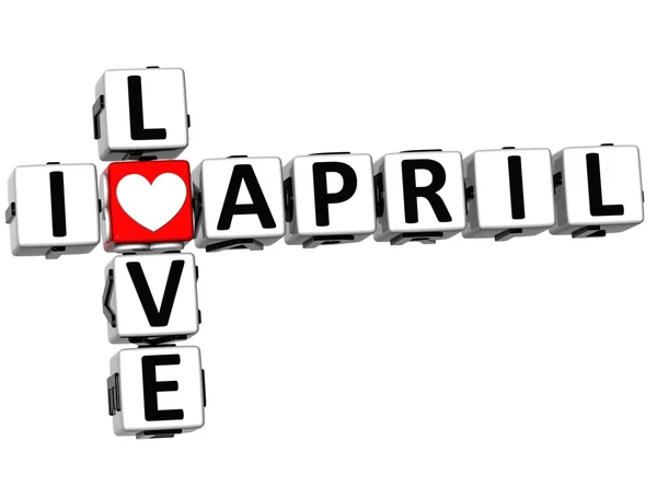 3D I Love April Crossword — Stock Photo, Image